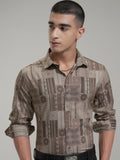 Highlander Men Beige Printed Slim Fit Casual Shirt - Beige - Image 1