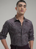 Highlander Men Mauve Printed Slim Fit Casual Shirt - Mauve - Image 1