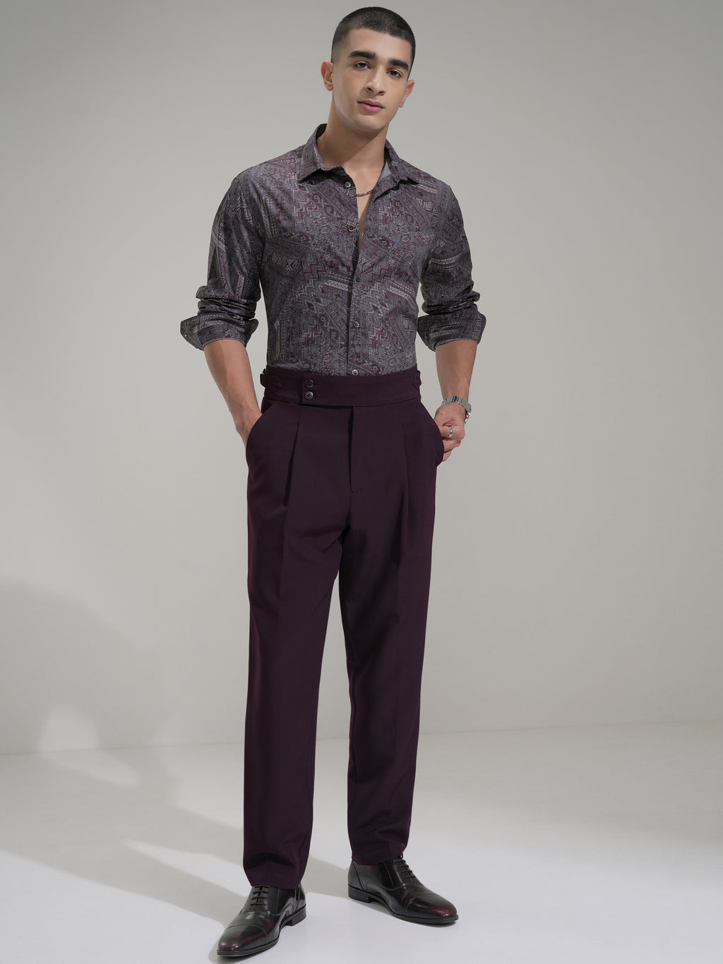 Highlander Men Mauve Printed Slim Fit Casual Shirt - Mauve - Image 2
