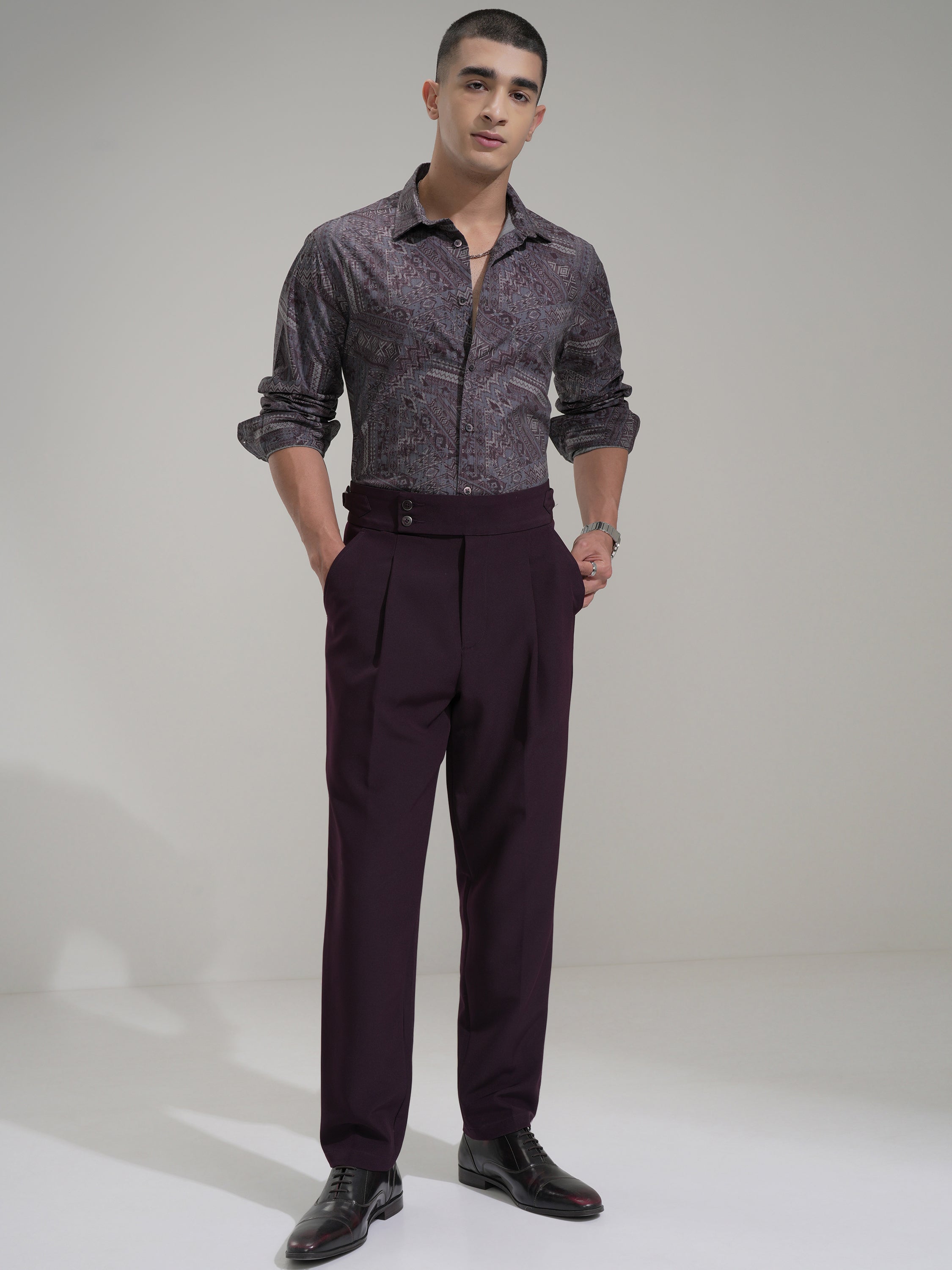 Highlander Men Mauve Printed Slim Fit Casual Shirt - Mauve - Image 2