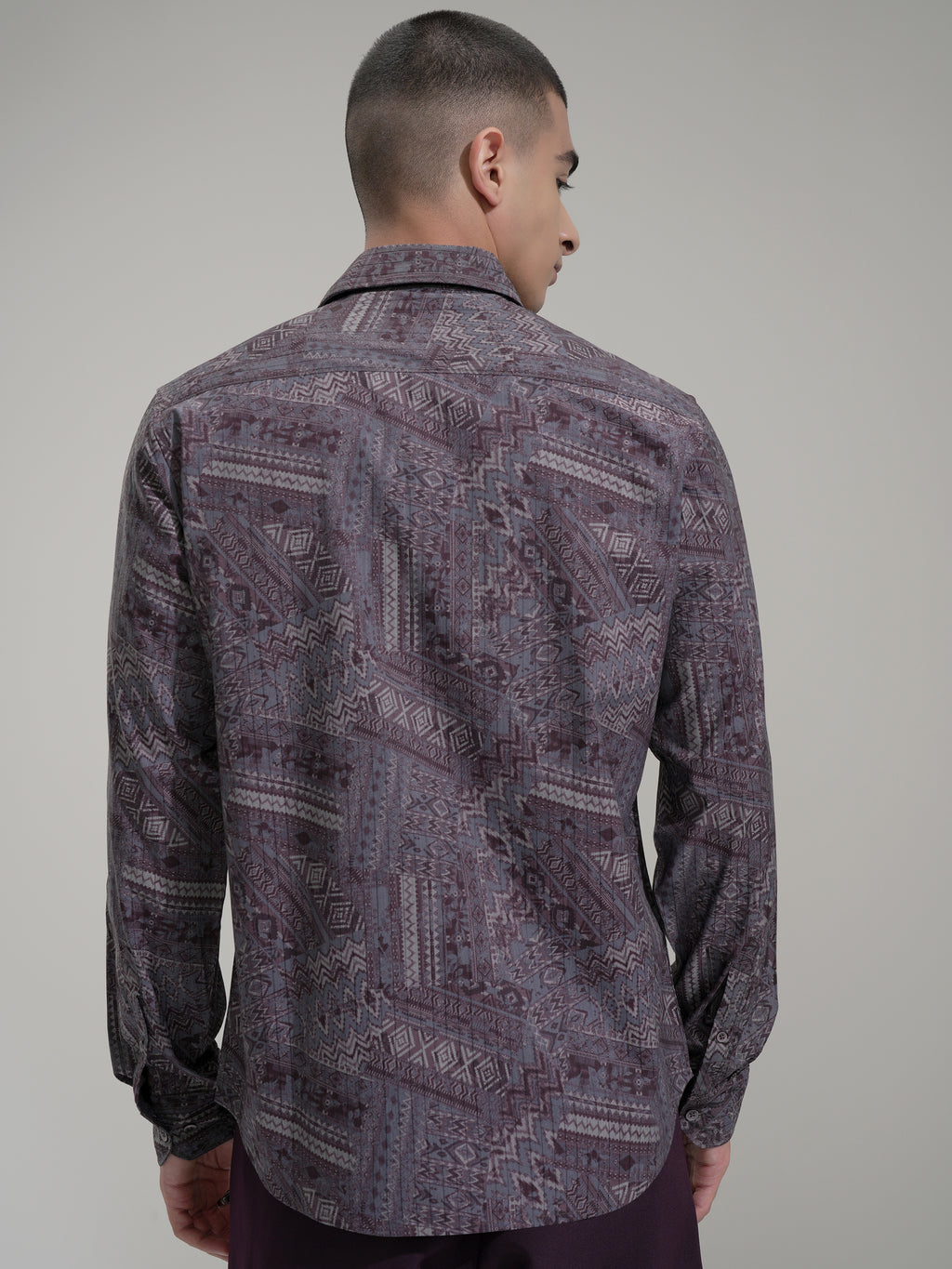 Highlander Men Mauve Printed Slim Fit Casual Shirt - Mauve - Image 3