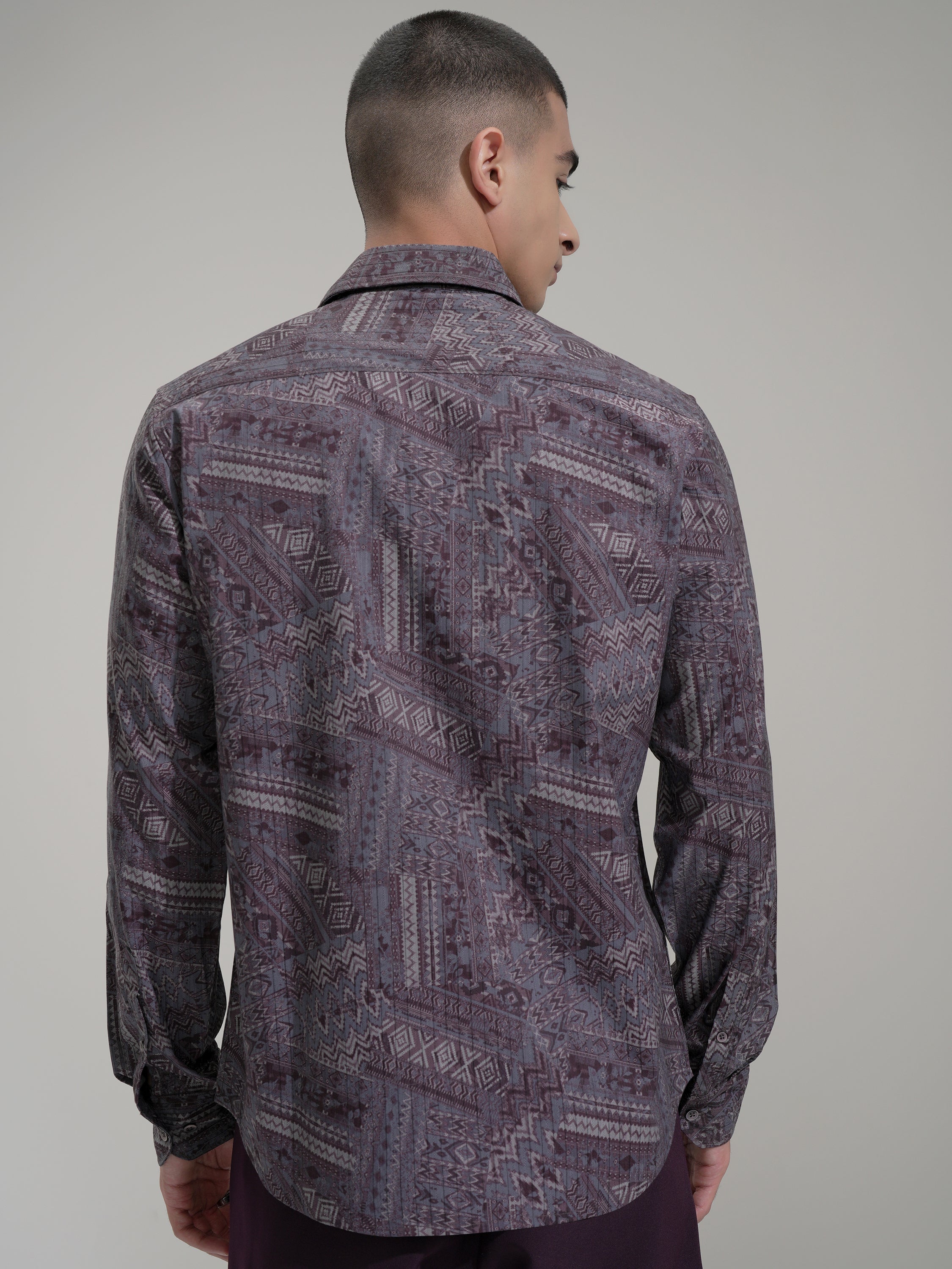 Highlander Men Mauve Printed Slim Fit Casual Shirt - Mauve - Image 3