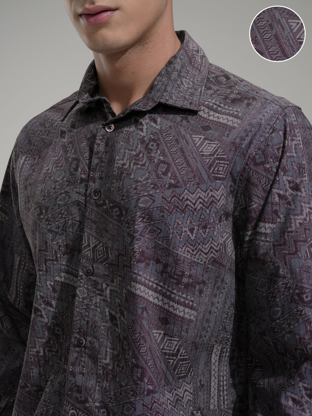Highlander Men Mauve Printed Slim Fit Casual Shirt - Mauve - Image 5