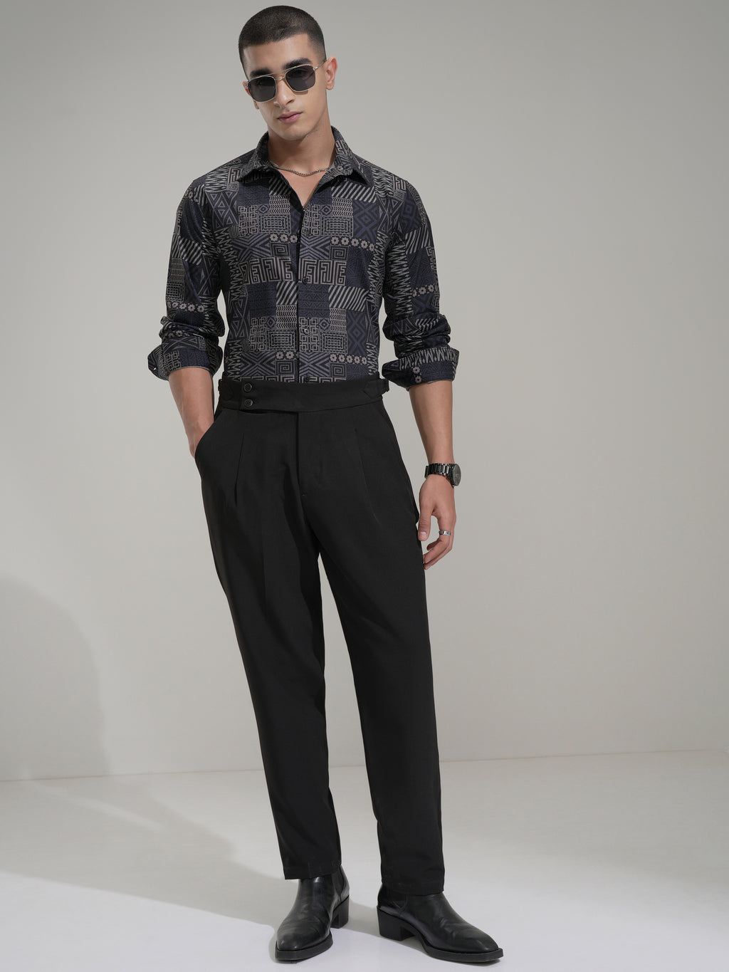 Highlander Men Black Printed Slim Fit Casual Shirt - Black - Image 2