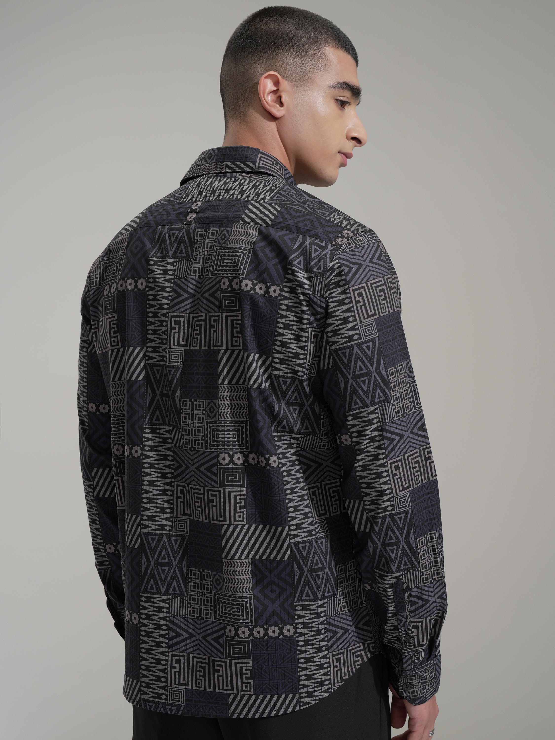 Highlander Men Black Printed Slim Fit Casual Shirt - Black - Image 3