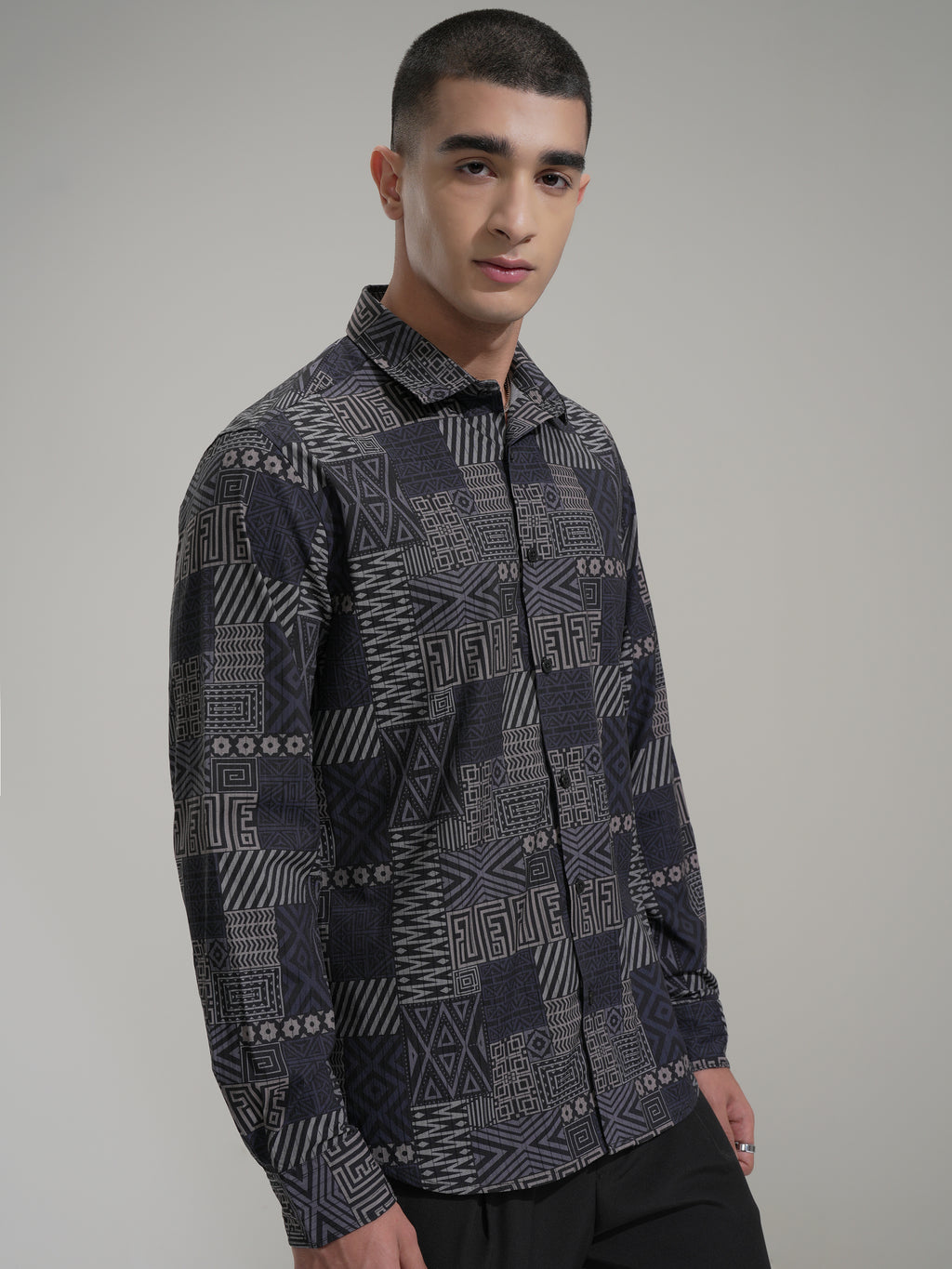 Highlander Men Black Printed Slim Fit Casual Shirt - Black - Image 6