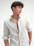 Highlander Men Grey Striped Slim Fit Casual Shirt - Grey - Image 1