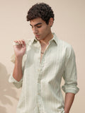 Highlander Men Green Self Design Slim Fit Casual Shirt - Green - Image 1