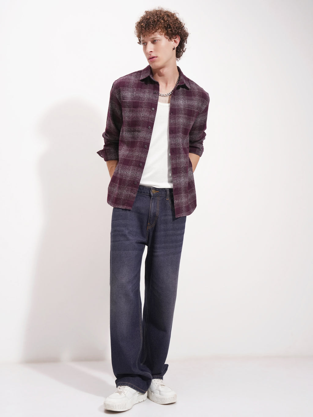Highlander Men Maroon Checked Relaxed Fit Casual Shirt - Maroon - Image 2