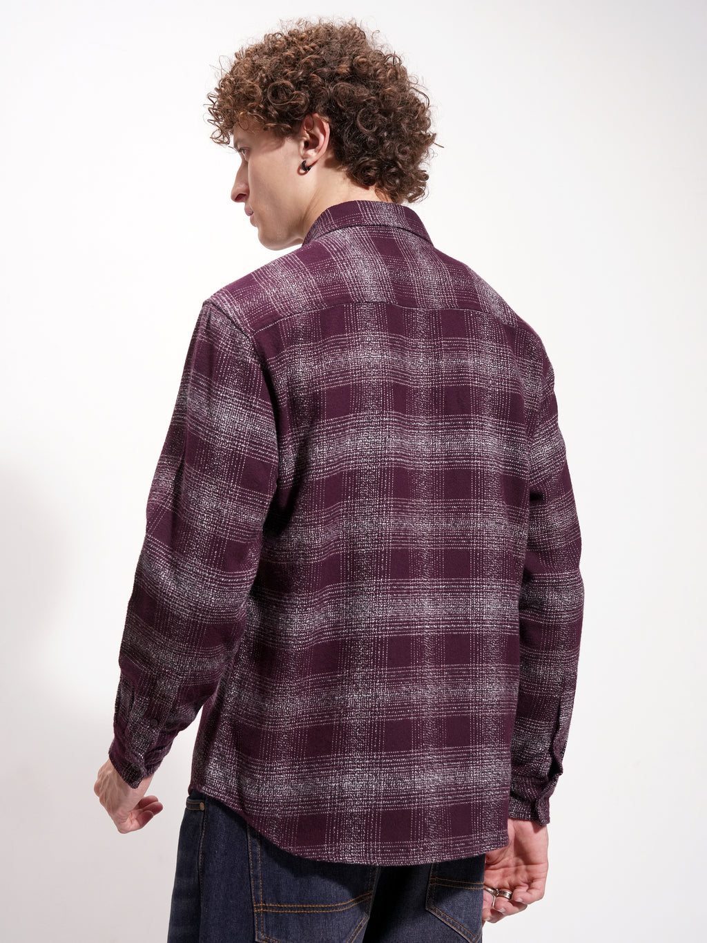 Highlander Men Maroon Checked Relaxed Fit Casual Shirt - Maroon - Image 3