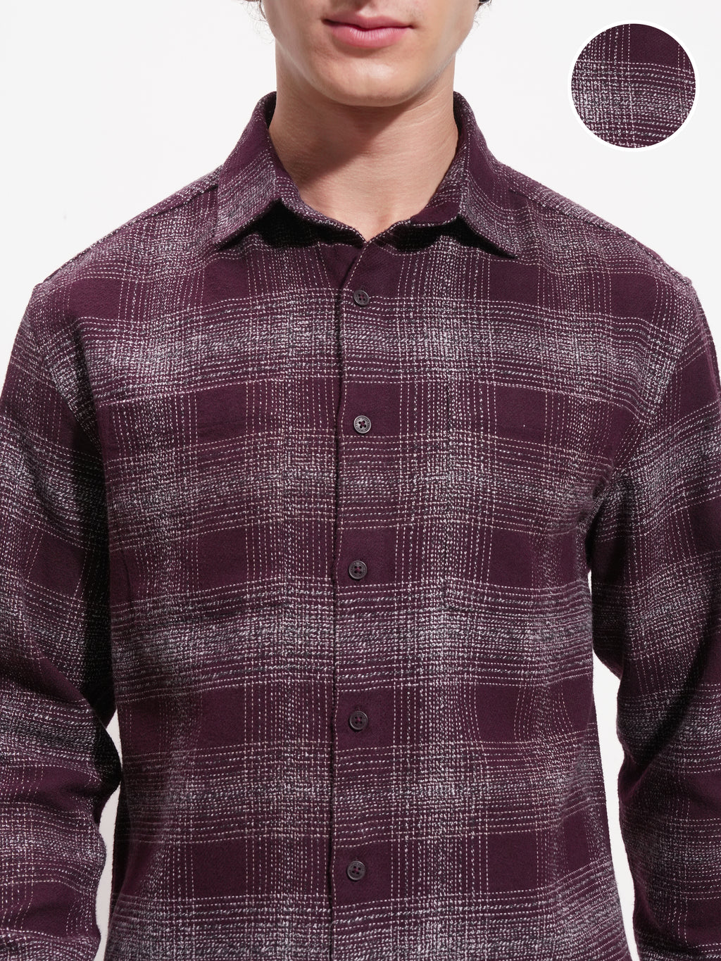 Highlander Men Maroon Checked Relaxed Fit Casual Shirt - Maroon - Image 5