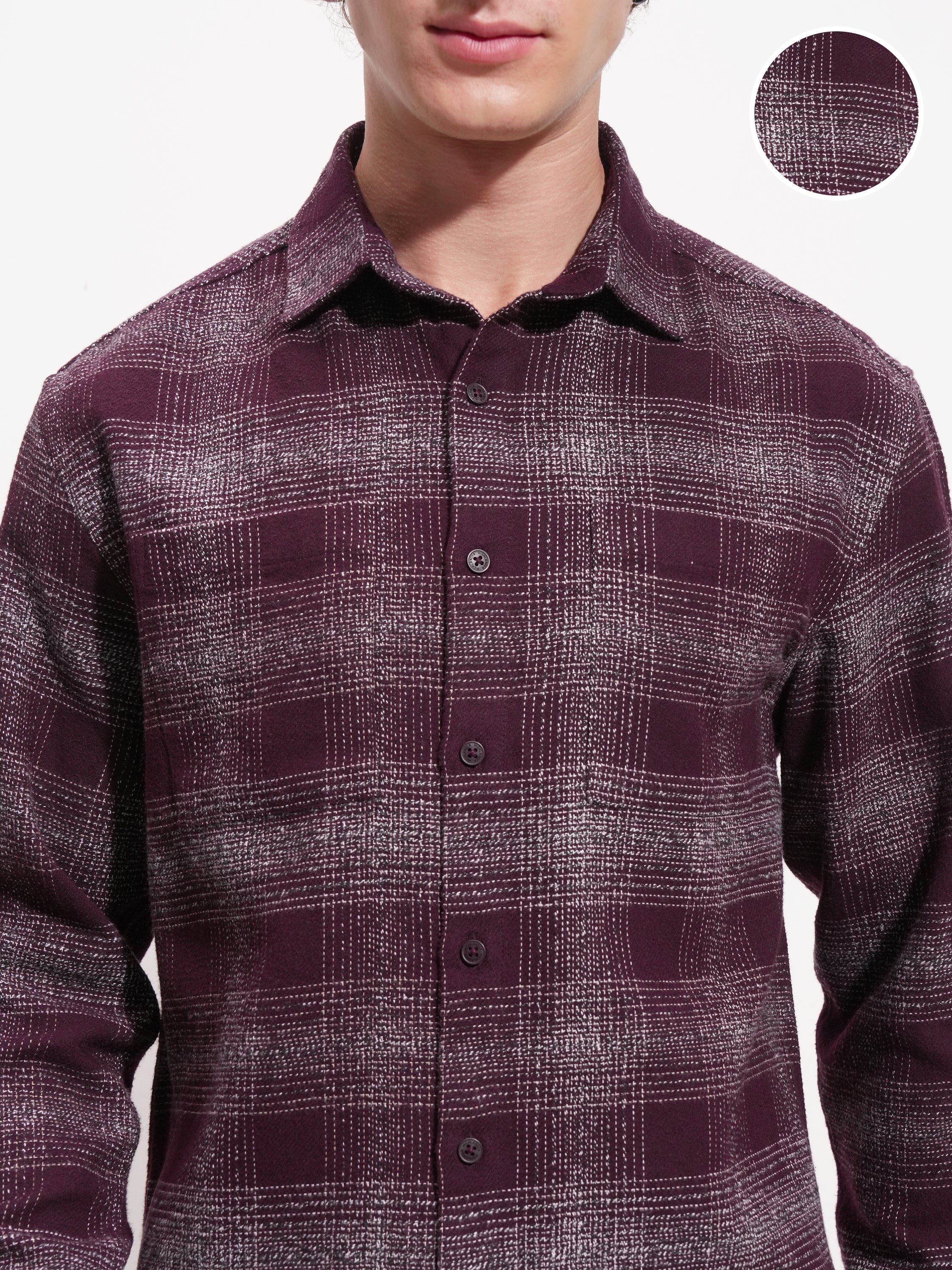 Highlander Men Maroon Checked Relaxed Fit Casual Shirt - Maroon - Image 5