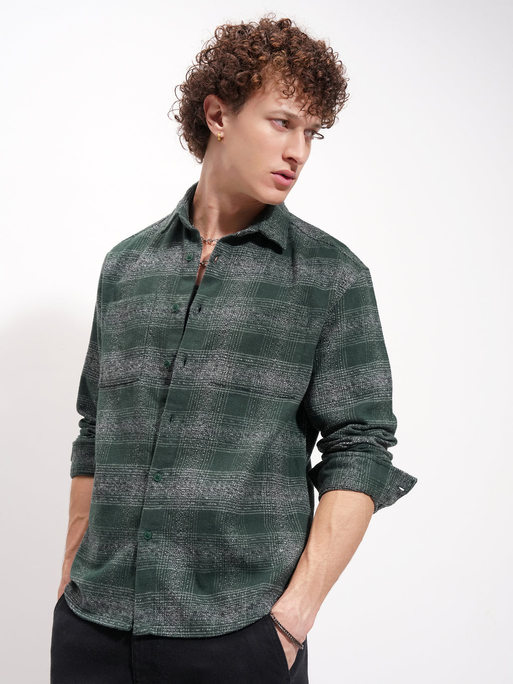 Highlander Men Green Checked Relaxed Fit Casual Shirt - Green - Image 4