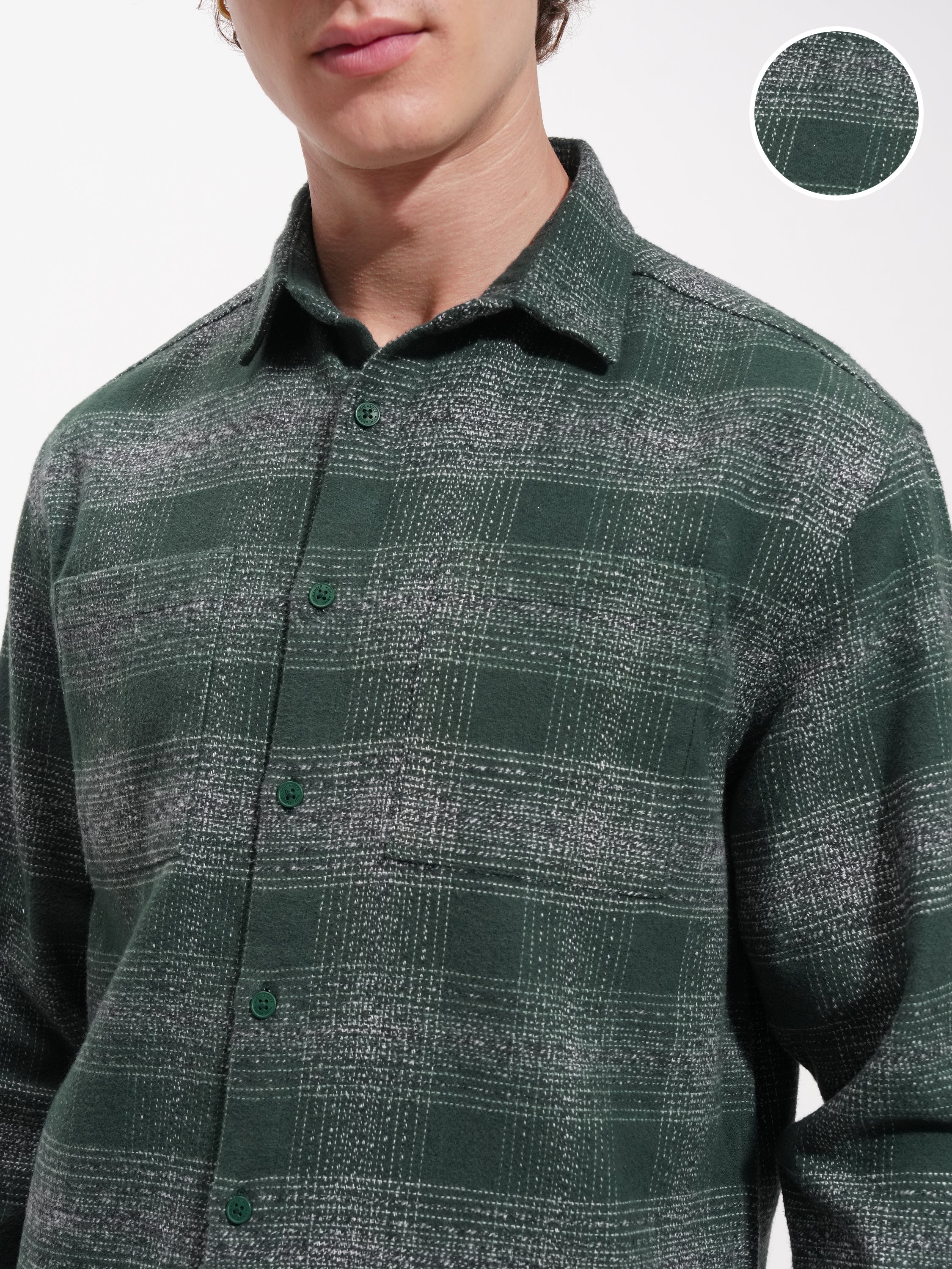 Highlander Men Green Checked Relaxed Fit Casual Shirt - Green - Image 5