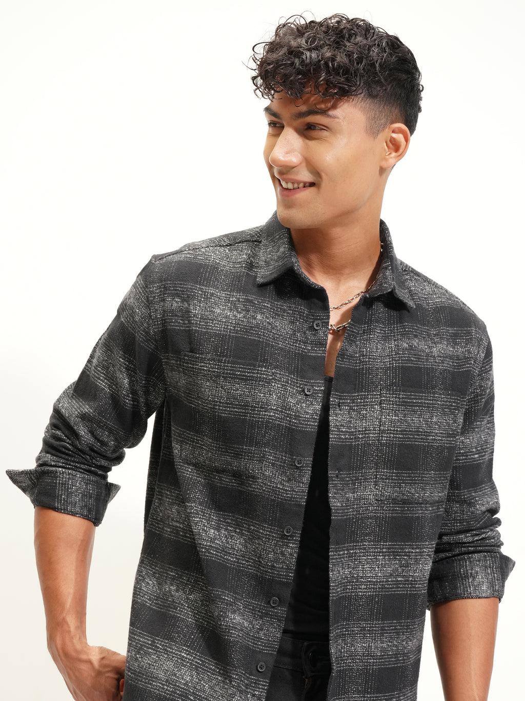 Highlander Men Black Checked Relaxed Fit Casual Shirt - Black - Image 1