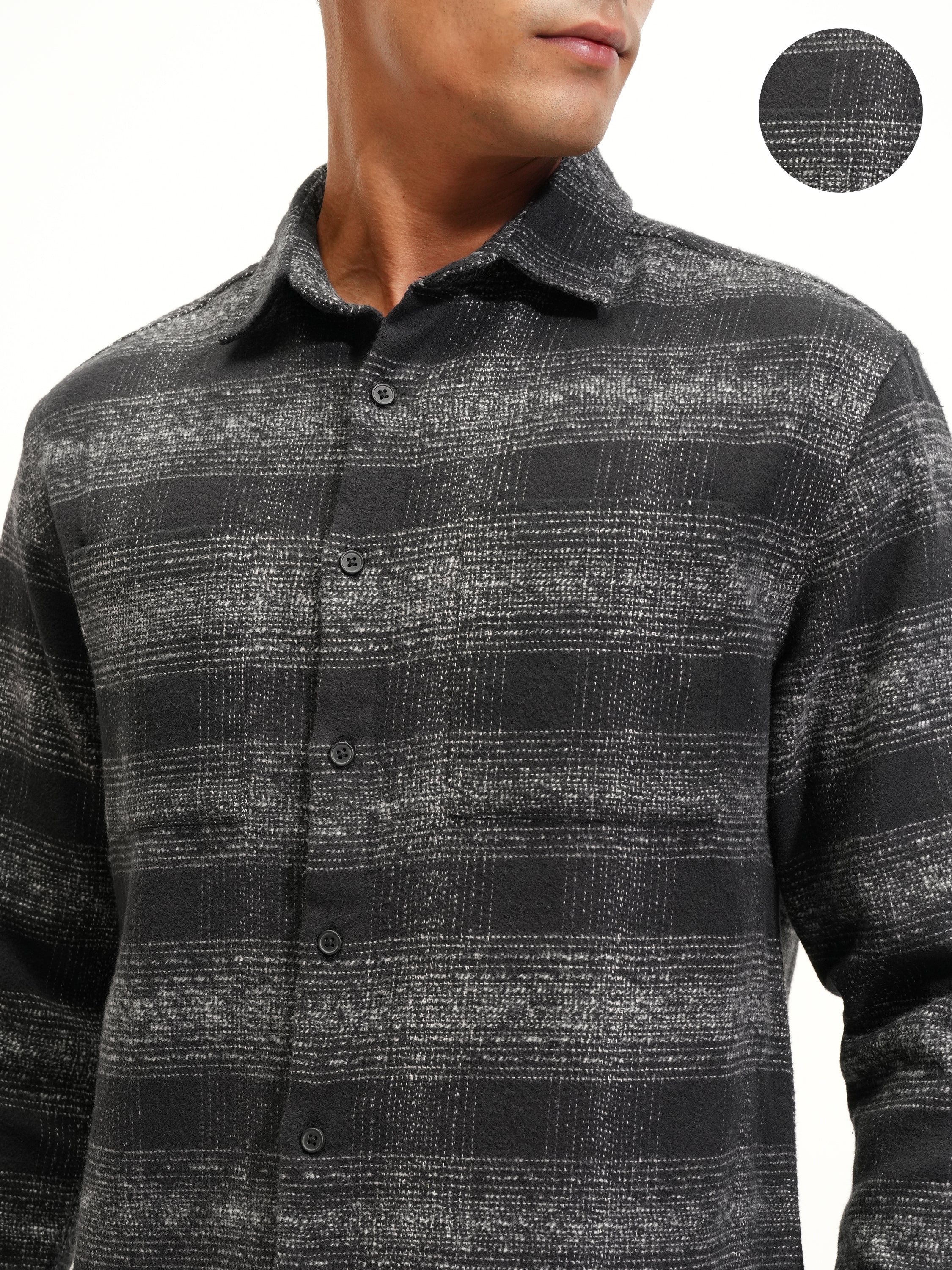 Highlander Men Black Checked Relaxed Fit Casual Shirt - Black - Image 5
