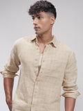Highlander Men Beige Self Design Relaxed Fit Casual Shirt - Beige - Image 1