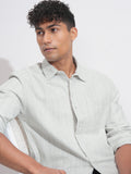 Highlander Men White Striped Relaxed Fit Casual Shirt - White - Image 1