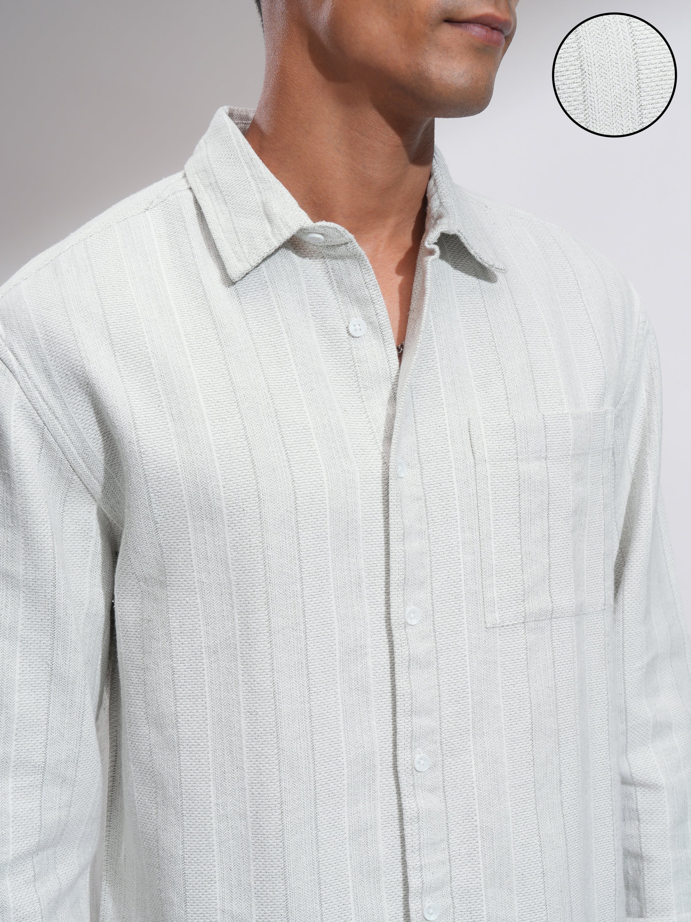 Highlander Men White Striped Relaxed Fit Casual Shirt - White - Image 5