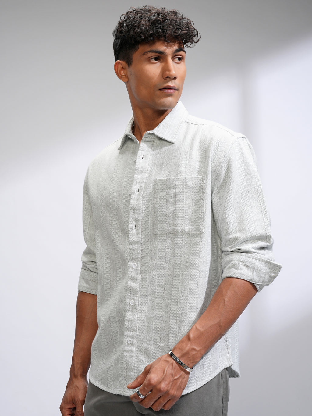 Highlander Men Blue Striped Relaxed Fit Casual Shirt - Blue - Image 4