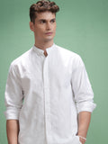Highlander Men White Self Design Relaxed Fit Casual Shirt - White - Image 1