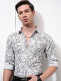 Highlander Men Cream Printed Slim Fit Casual Shirt - Cream - Image 1