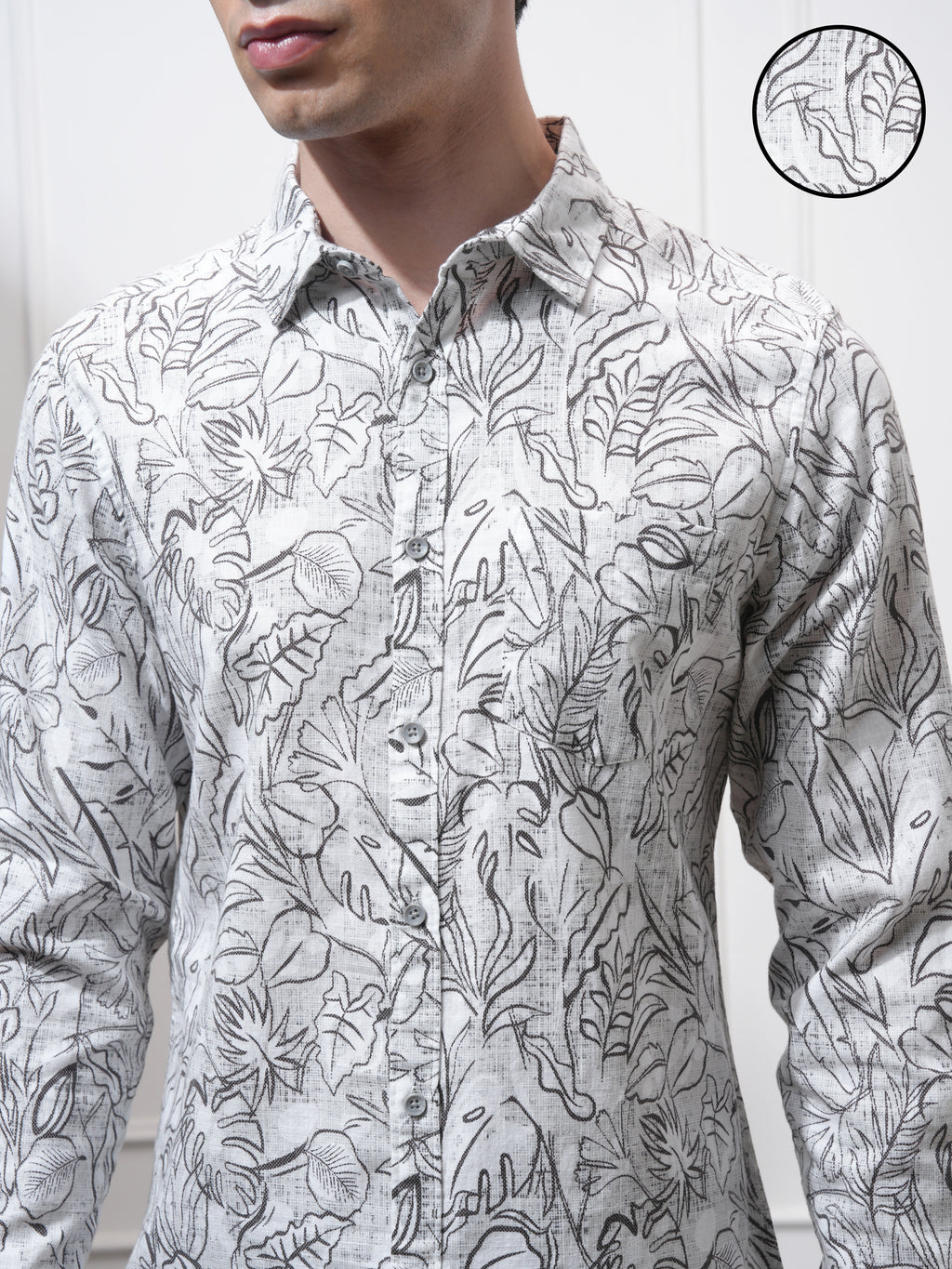 Highlander Men Cream Printed Slim Fit Casual Shirt - Cream - Image 5