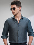 Highlander Men Blue Self Design Slim Fit Casual Shirt - Blue - Image 1