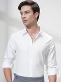 Highlander Men White Self Design Slim Fit Casual Shirt - White - Image 1