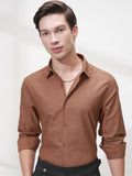 Highlander Men Rust Self Design Slim Fit Casual Shirt - Rust - Image 1