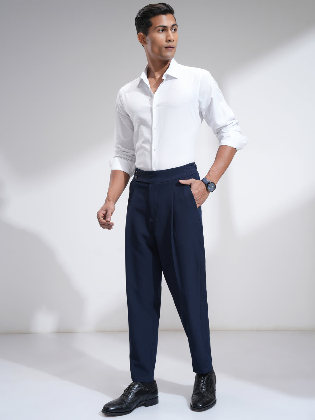 Highlander Men White Textured Slim Fit Casual Shirt - White - Image 2