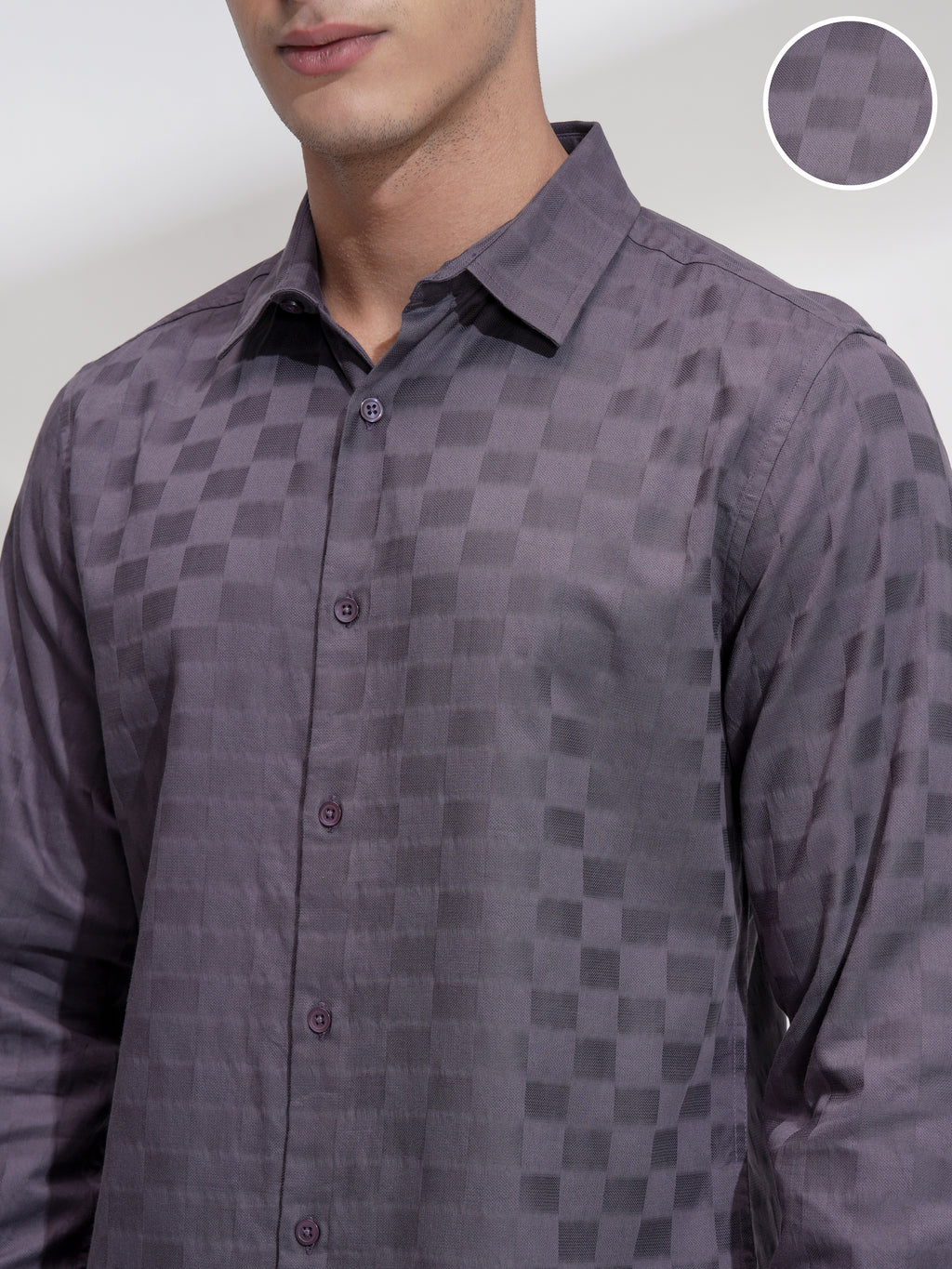 Highlander Men Purple Self Design Slim Fit Casual Shirt - Purple - Image 5