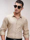 Highlander Men Beige Self Design Slim Fit Casual Shirt - Beige - Image 1