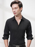 Highlander Men Black Striped Slim Fit Casual Shirt - Black - Image 1