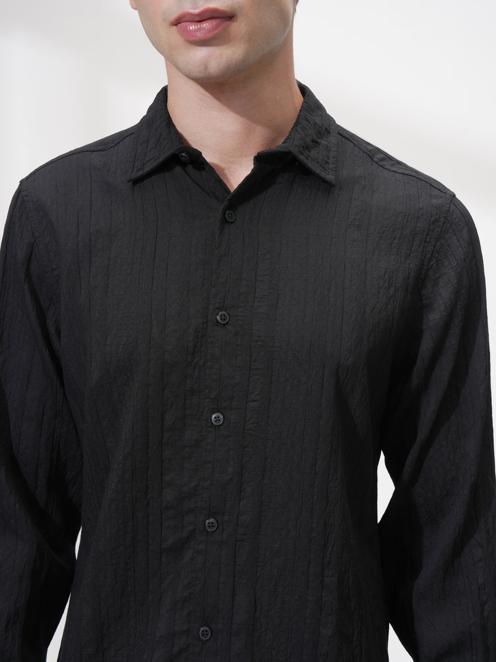 Highlander Men Black Striped Slim Fit Casual Shirt - Black - Image 5