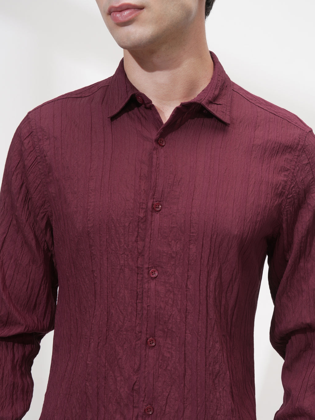 Highlander Men Maroon Striped Slim Fit Casual Shirt - Maroon - Image 5