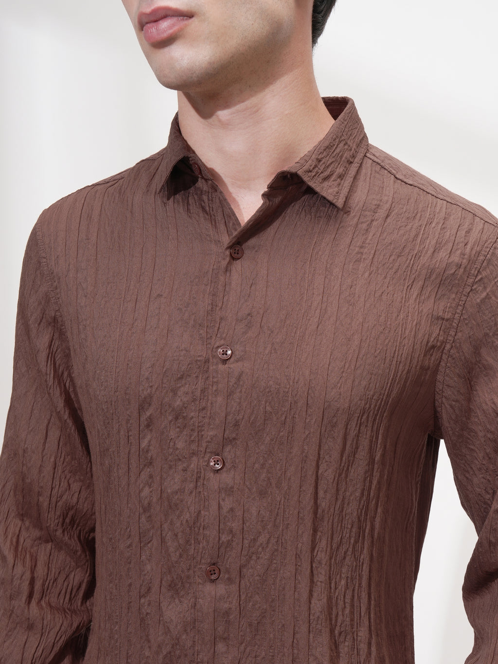 Highlander Men Brown Striped Slim Fit Casual Shirt - Brown - Image 5