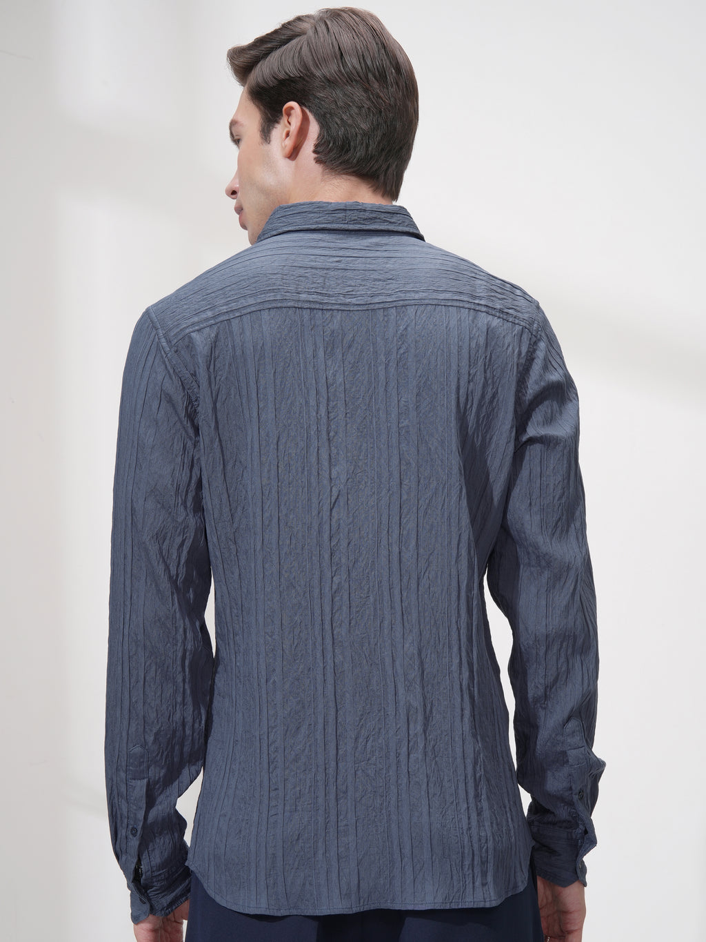 Highlander Men Blue Striped Slim Fit Casual Shirt - Blue - Image 3