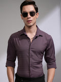 Highlander Men Purple Self Design Slim Fit Casual Shirt - Purple - Image 1