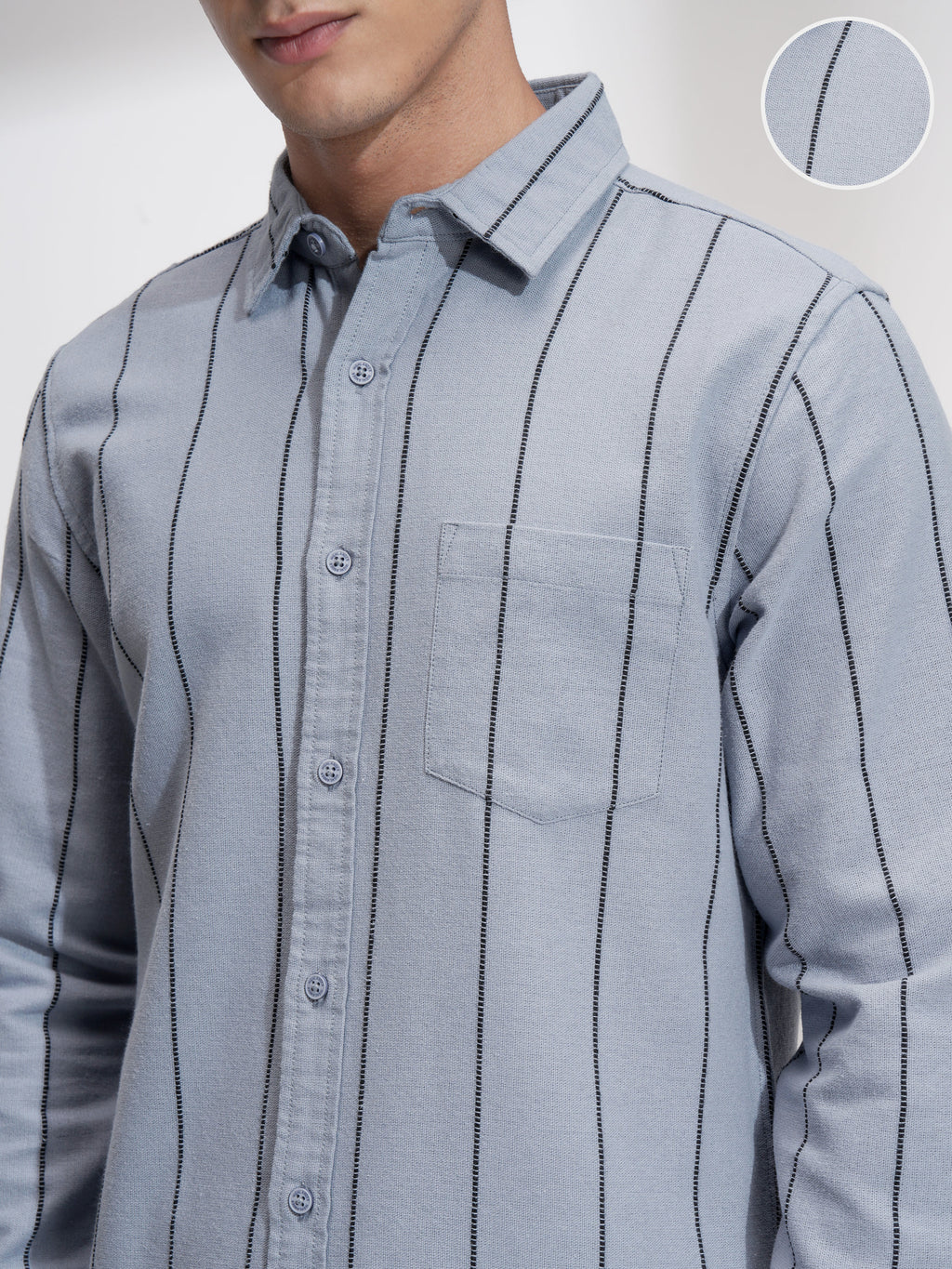 Highlander Men Blue Striped Slim Fit Casual Shirt - Blue - Image 5