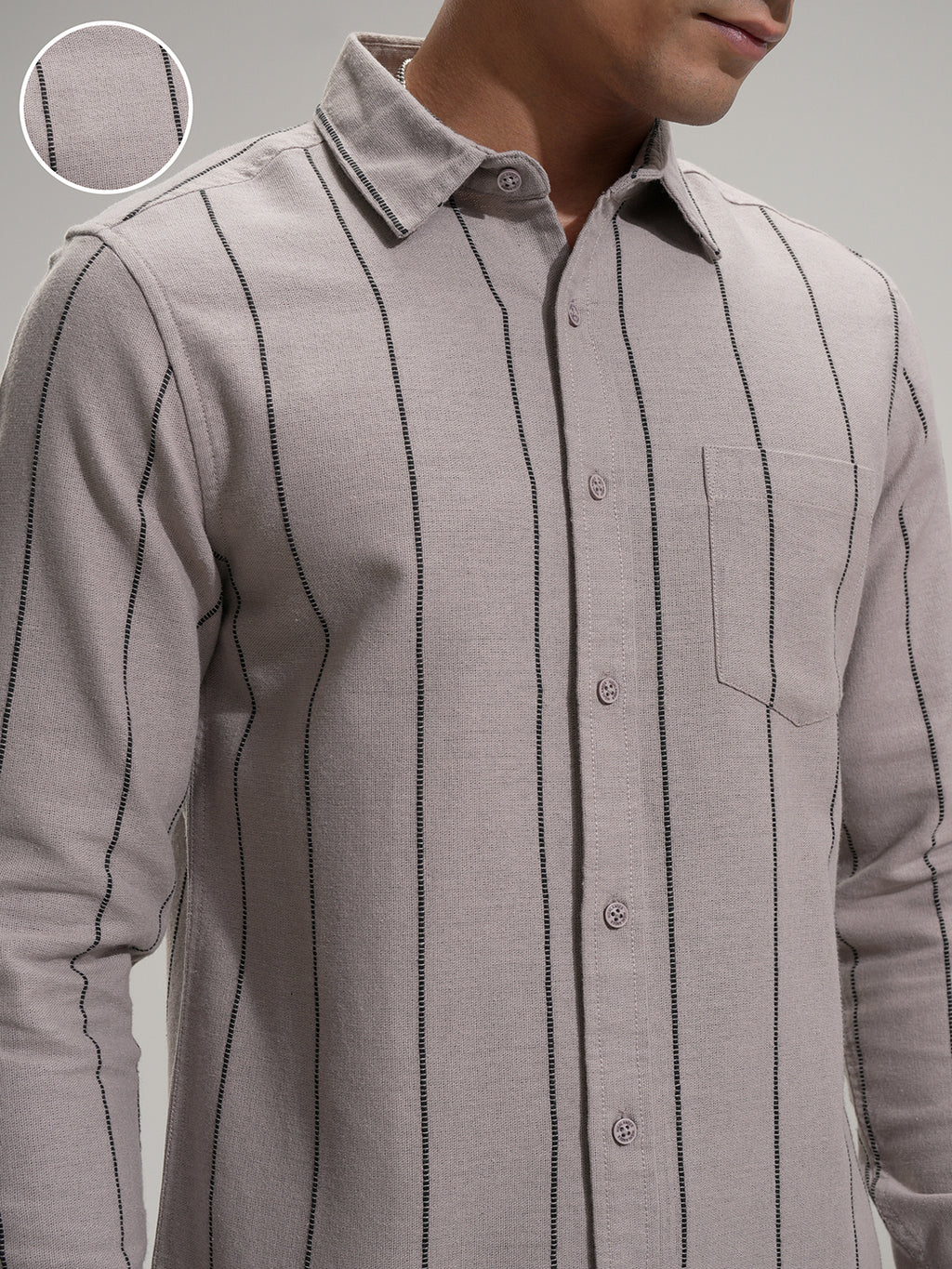 Highlander Men Tan Striped Slim Fit Casual Shirt - Tan - Image 5