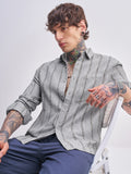 Highlander Men Grey Striped Relaxed Fit Casual Shirt - Grey - Image 1