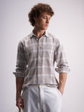 Highlander Men Tan Checked Relaxed Fit Casual Shirt - Tan - Image 1