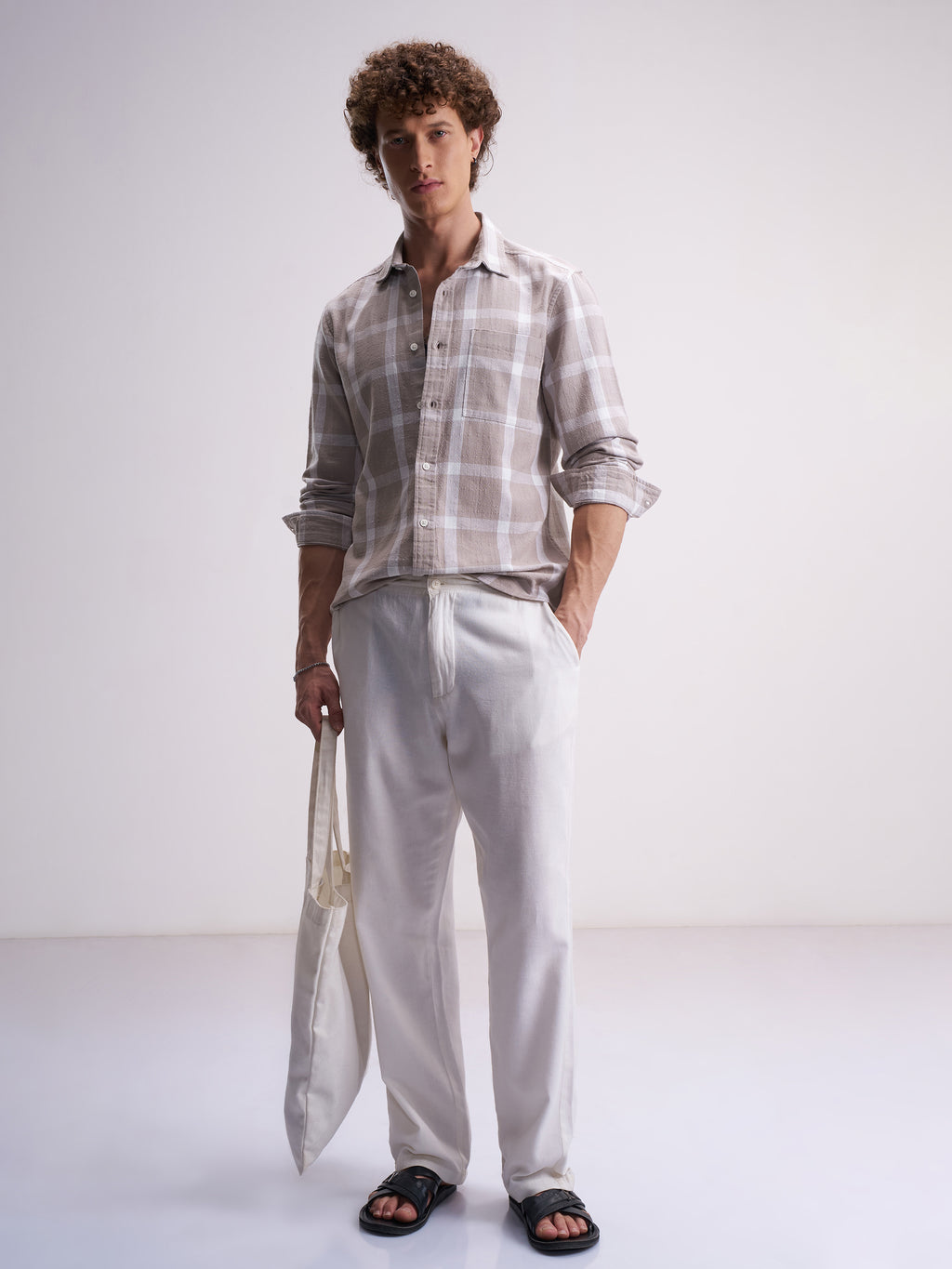 Highlander Men Tan Checked Relaxed Fit Casual Shirt - Tan - Image 2