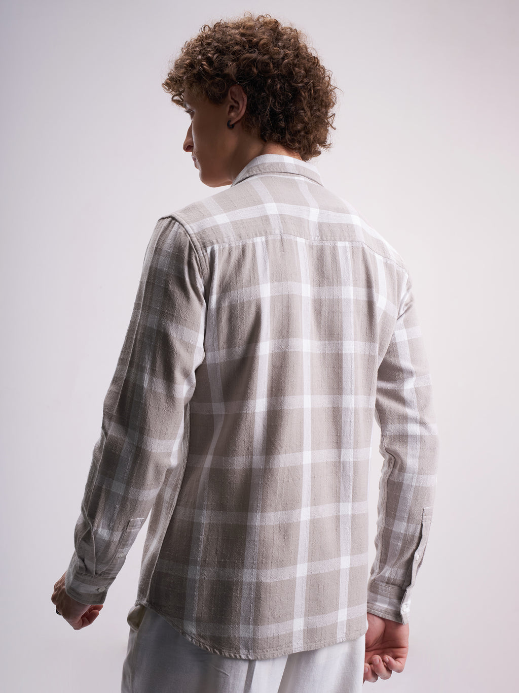 Highlander Men Tan Checked Relaxed Fit Casual Shirt - Tan - Image 3