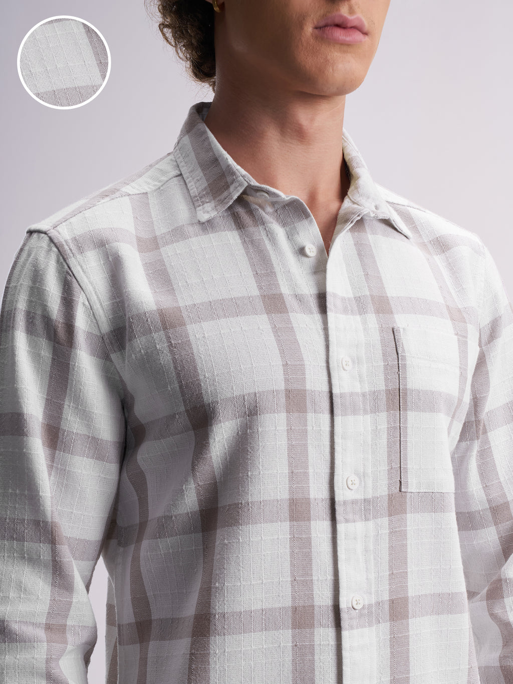 Highlander Men White Checked Relaxed Fit Casual Shirt - White - Image 5