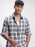 Highlander Men Khaki Checked Slim Fit Casual Shirt - Khaki - Image 1