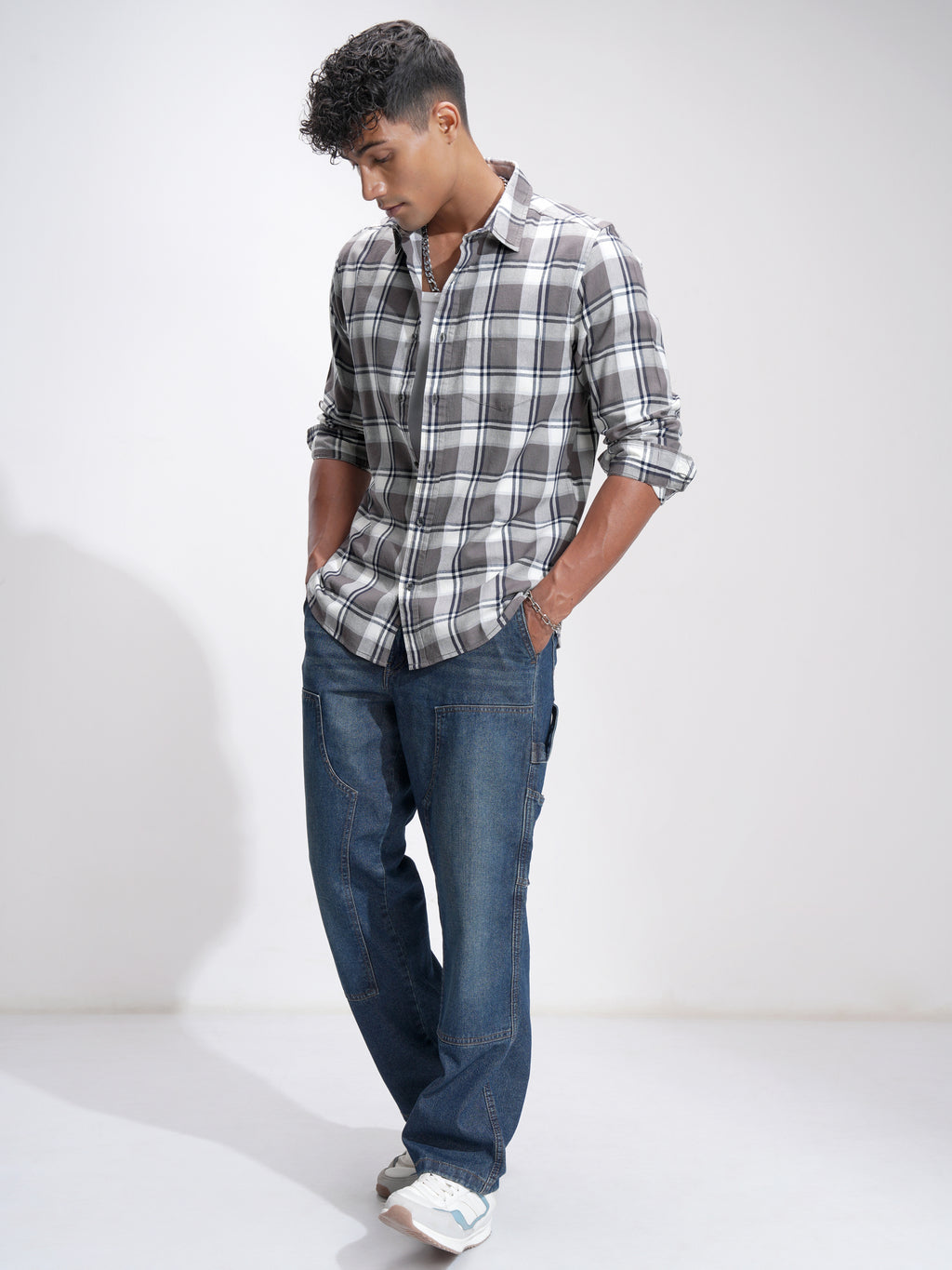 Highlander Men Khaki Checked Slim Fit Casual Shirt - Khaki - Image 2