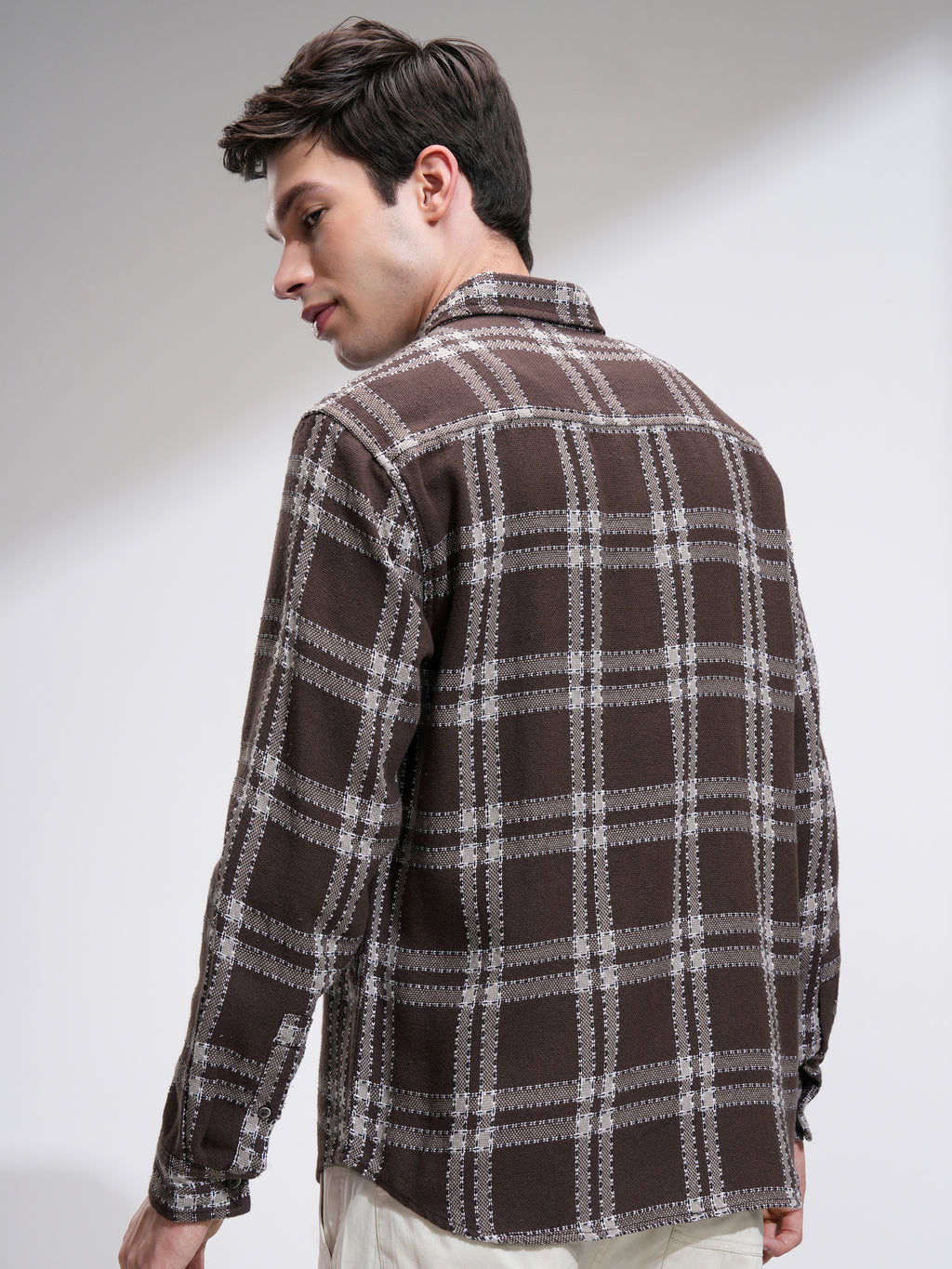 Highlander Men Brown Checked Relaxed Fit Casual Shirt - Brown - Image 3