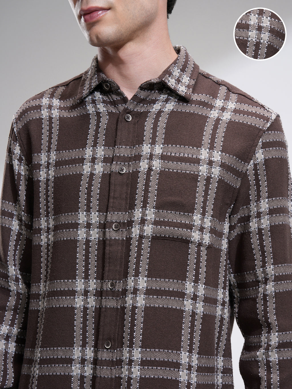Highlander Men Brown Checked Relaxed Fit Casual Shirt - Brown - Image 5